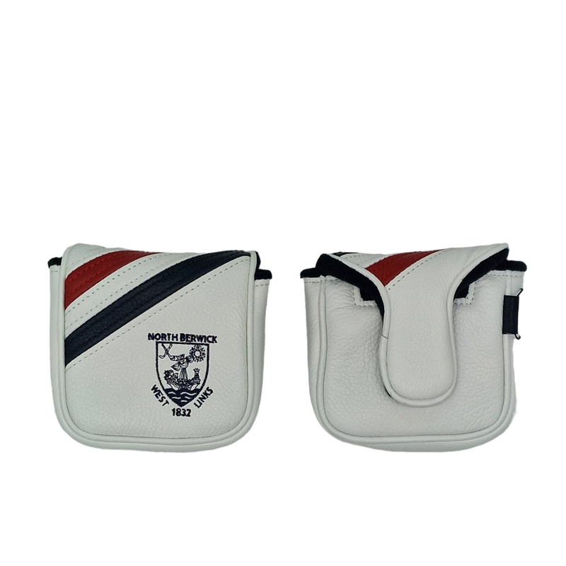 Vanto Leather Dual Stripe Mallet Putter Cover - White/Red/Navy
