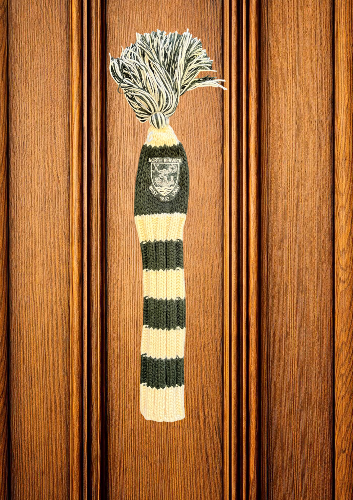 Green/Cream Stripe Pom Pom Fairway Cover