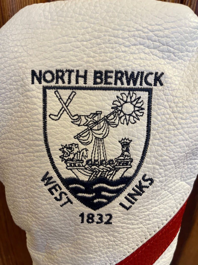 Vanto Leather Dual Stripe Driver Cover - White/Red/Navy