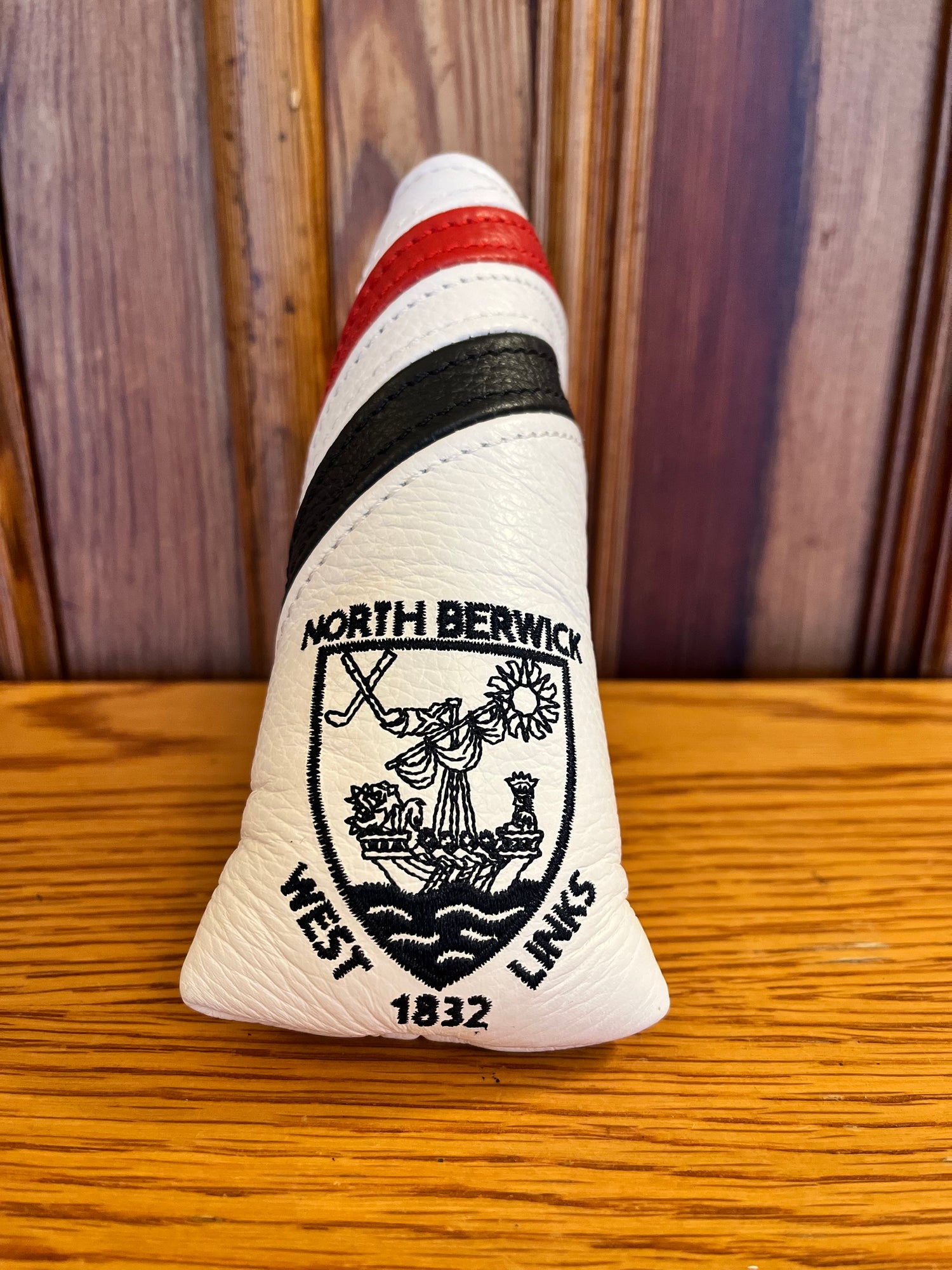 Vanto Leather Dual Stripe Blade Putter Cover - White/Red/Navy