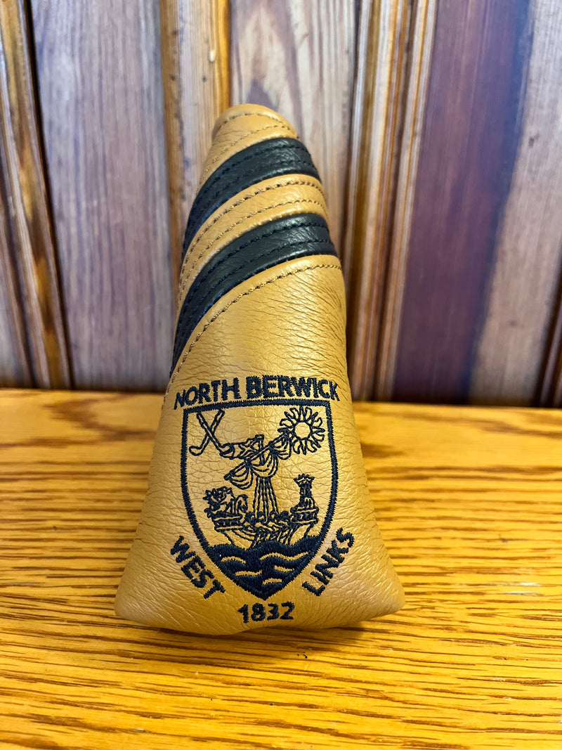 Vanto Leather Dual Stripe Blade Putter Cover - Tan/Navy