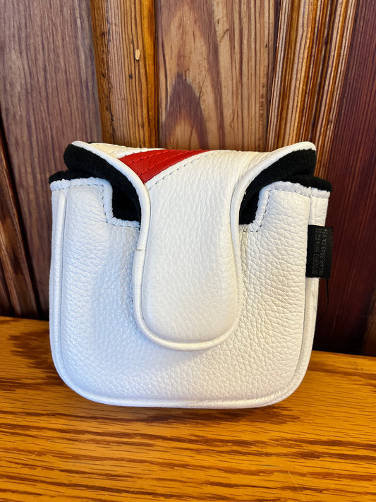 Vanto Leather Dual Stripe Mallet Putter Cover - White/Red/Navy