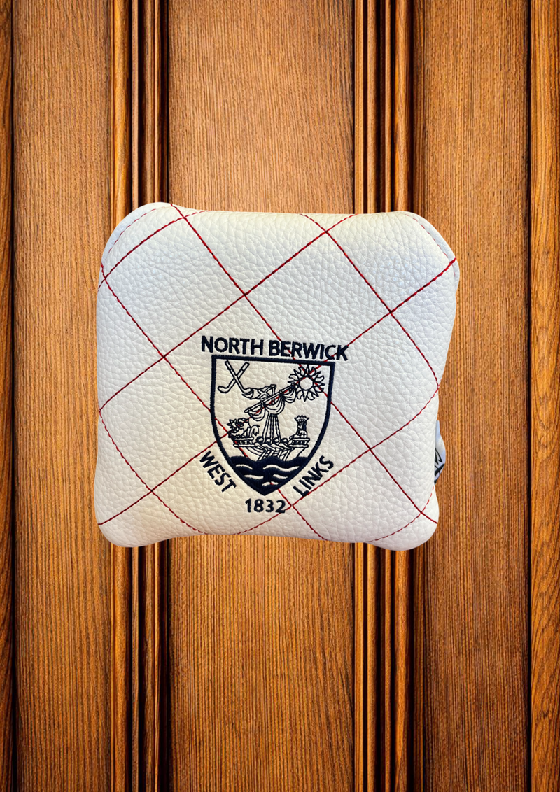 Elite Quilt Stitch Mallet Putter Cover - White/Navy/Red Stitch