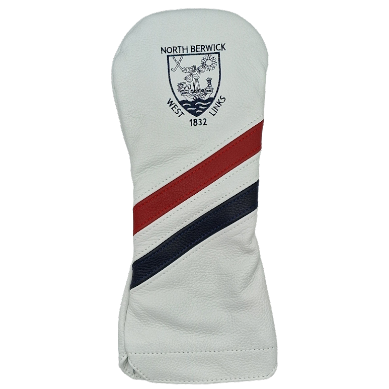 White/Red/Navy Stripe Leather Driver Cover