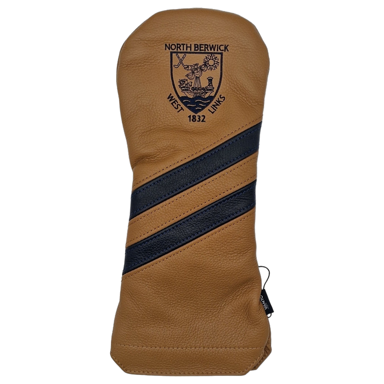 Tan/Navy Stripe Leather Driver Cover
