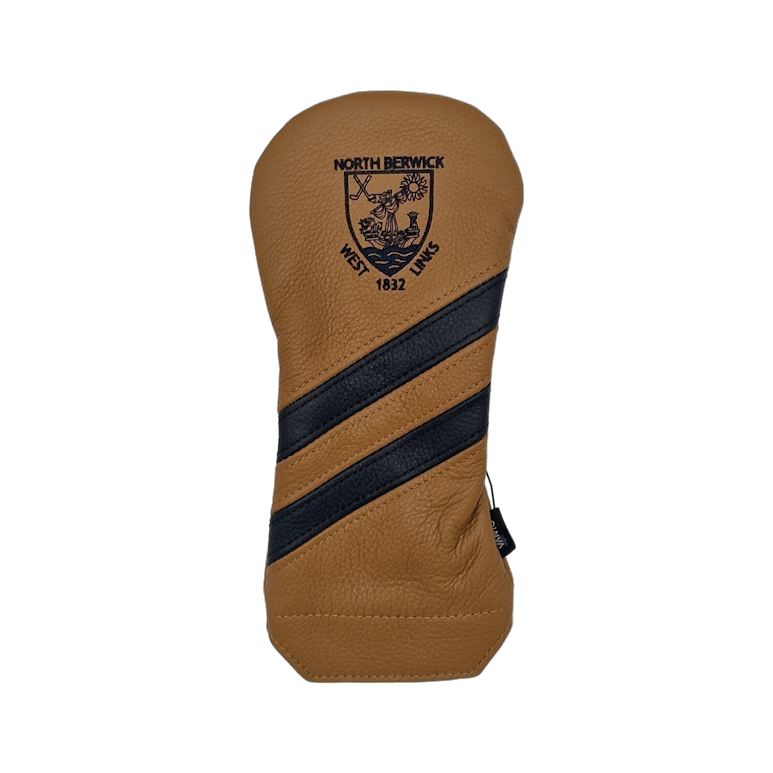 Tan/Navy Stripe Leather Fairway Cover