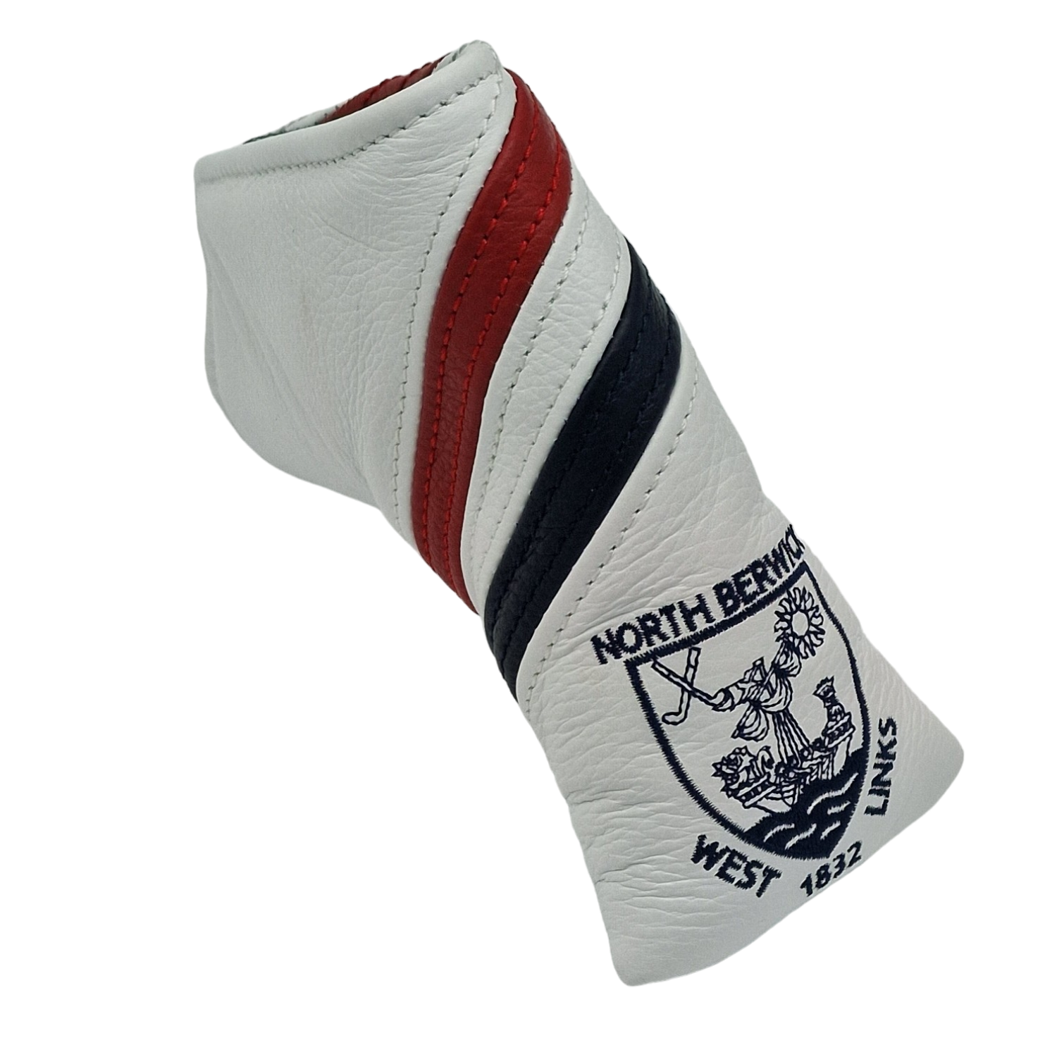 White/Red/Navy Stripe Leather Blade Putter Cover