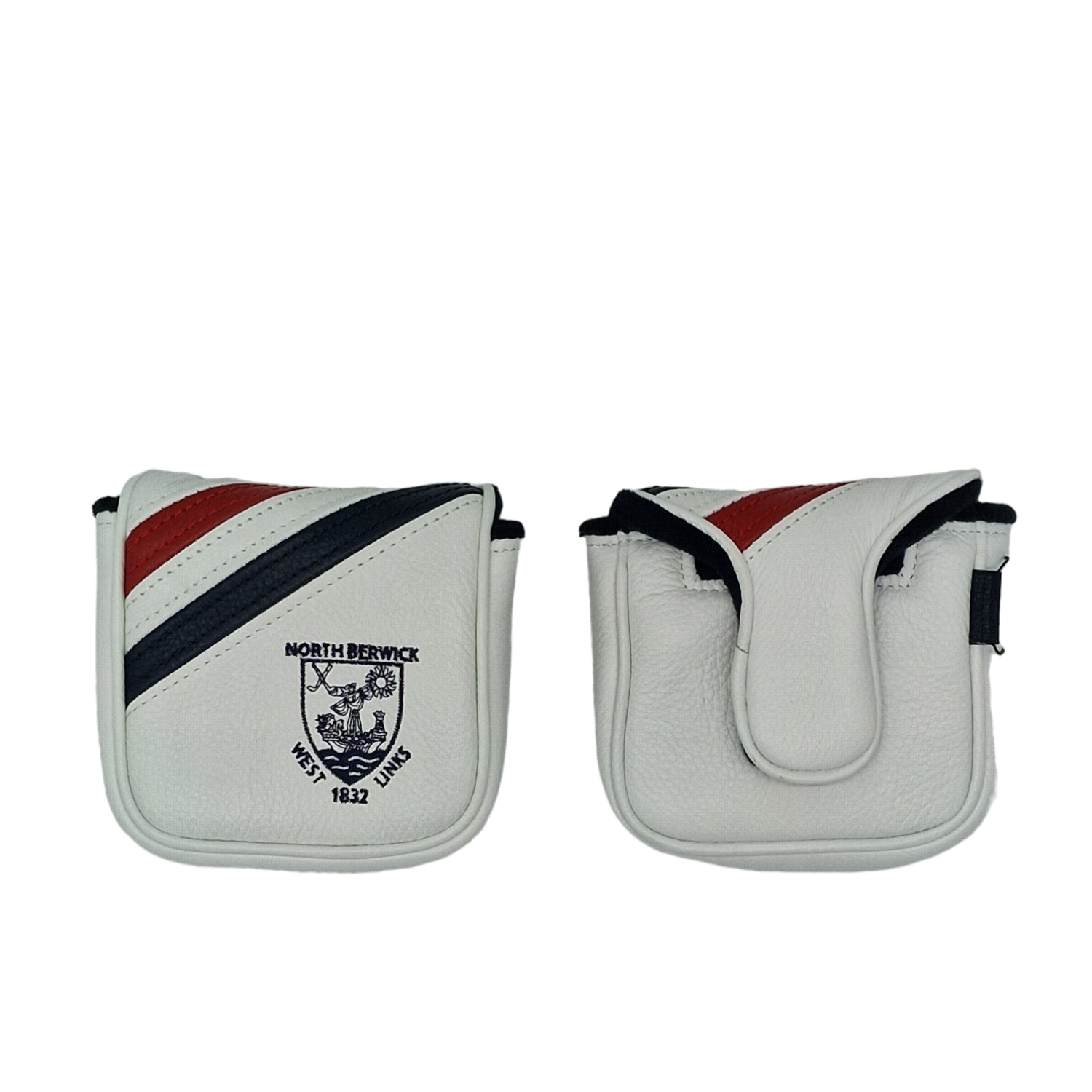 White/Red/Navy Stripe Leather Mallet Putter Cover