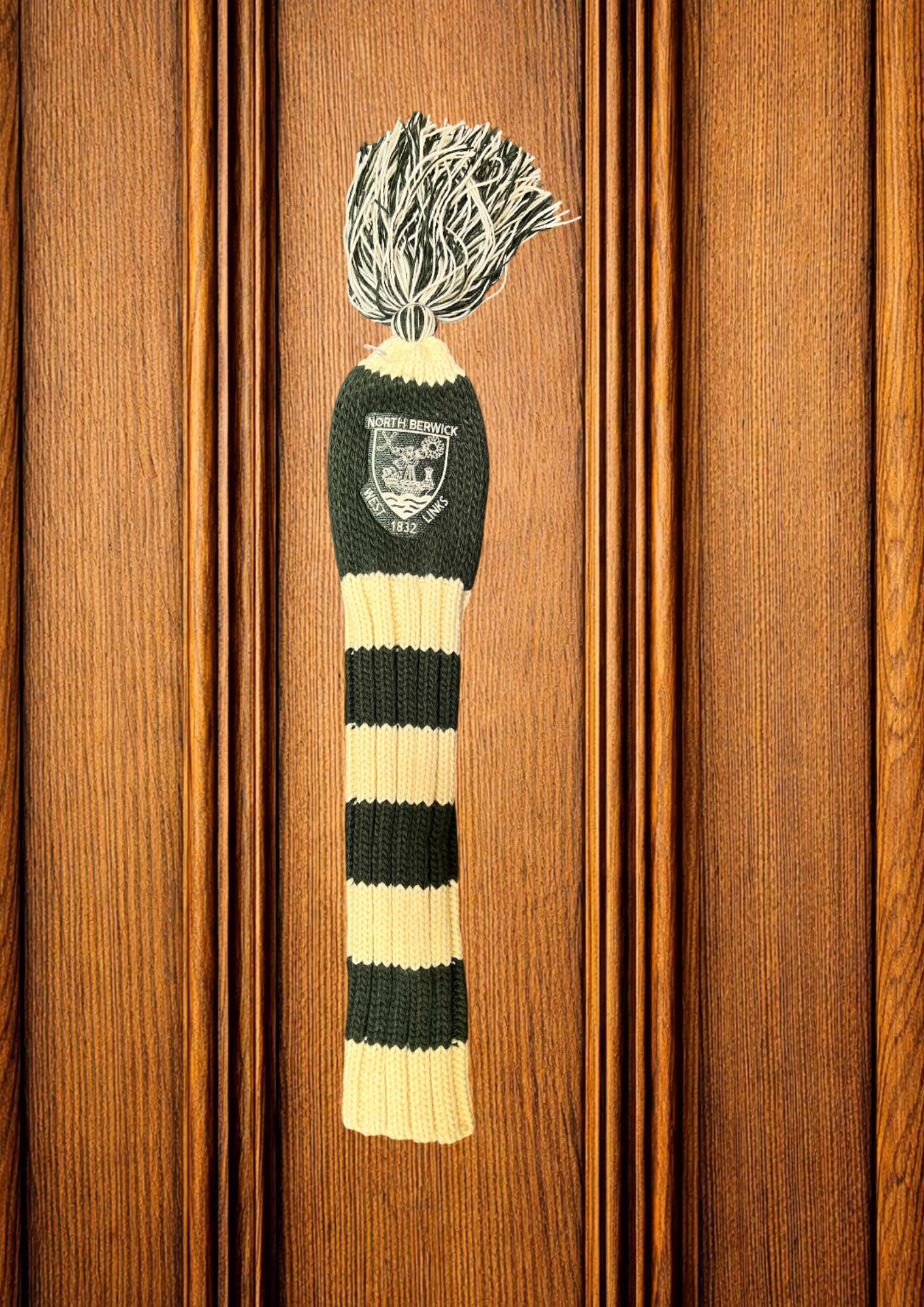 Pom Pom Driver Cover - Hunter Green/Cream Stripe