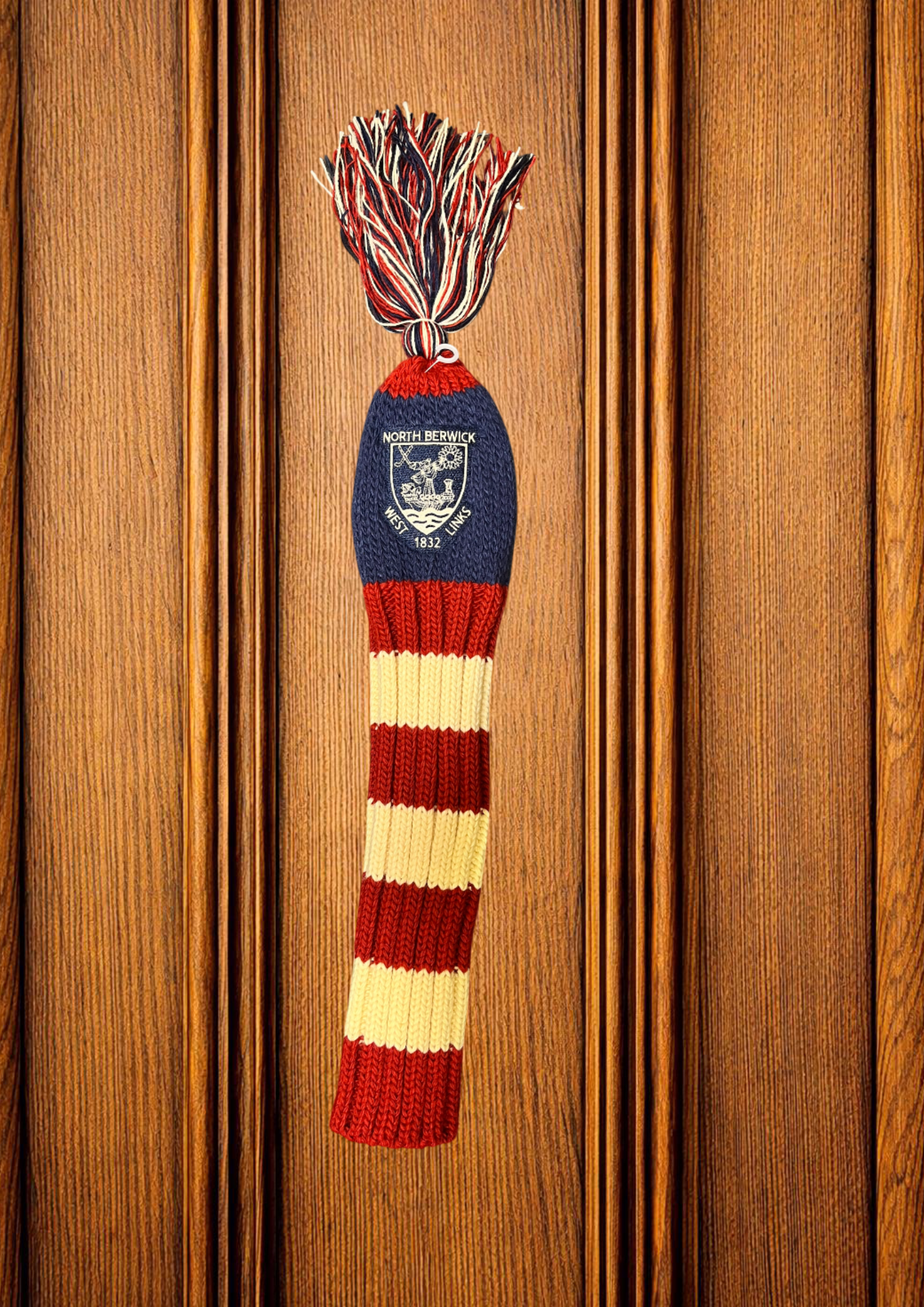 Pom Pom Driver Cover - Red/Navy/Cream Stripe