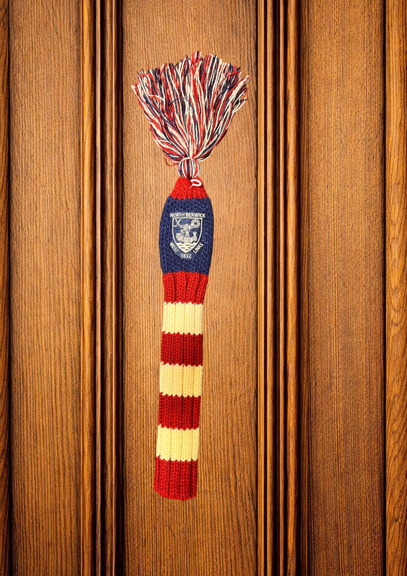 Pom Pom Fairway Cover - Red/Navy/Cream Stripe