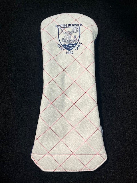 Elite Quilt Stitch Driver Cover - White/Navy/Red Stitch