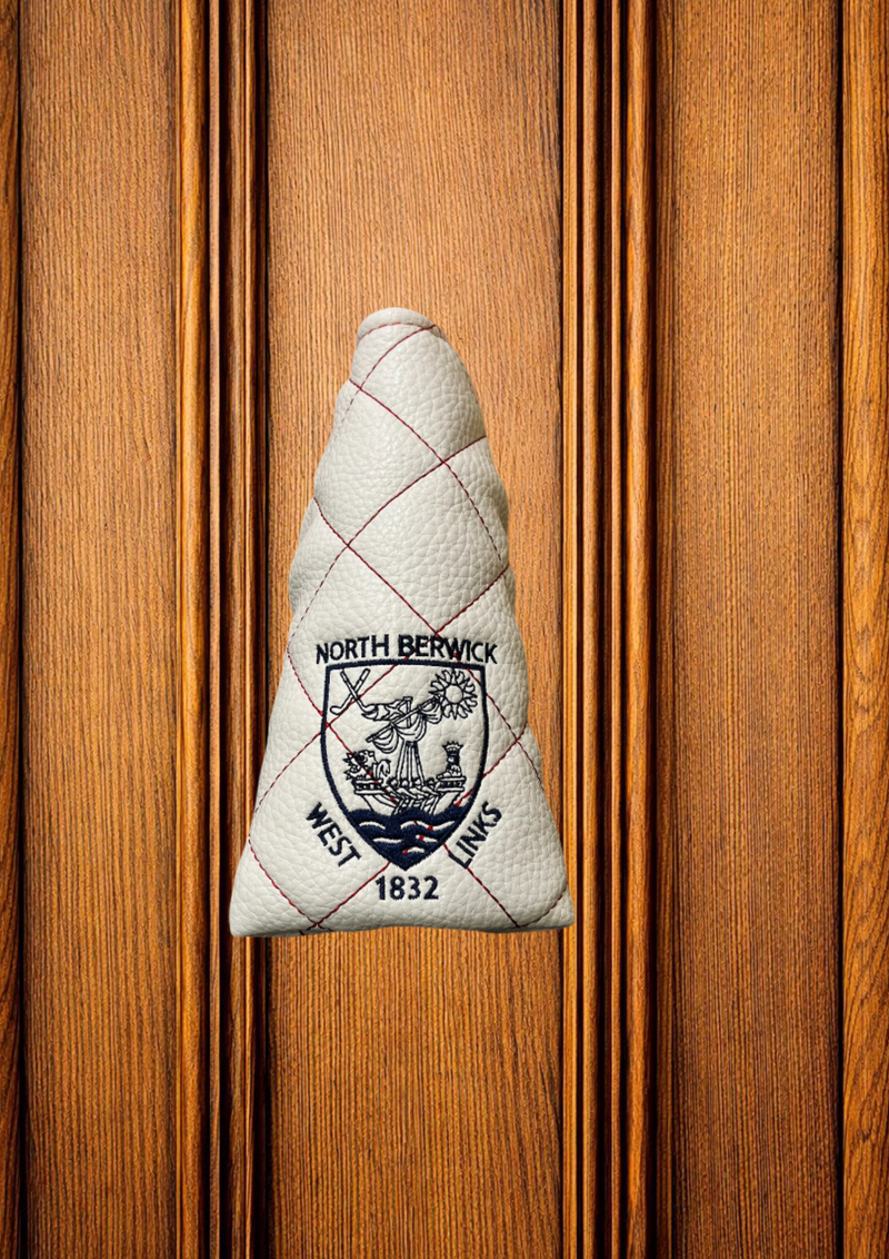 Elite Quilt Stitch Blade Putter Cover - White/Navy/Red Stitch