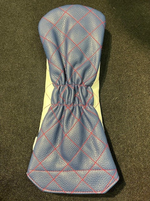 Elite Quilt Stitch Driver Cover - White/Navy/Red Stitch