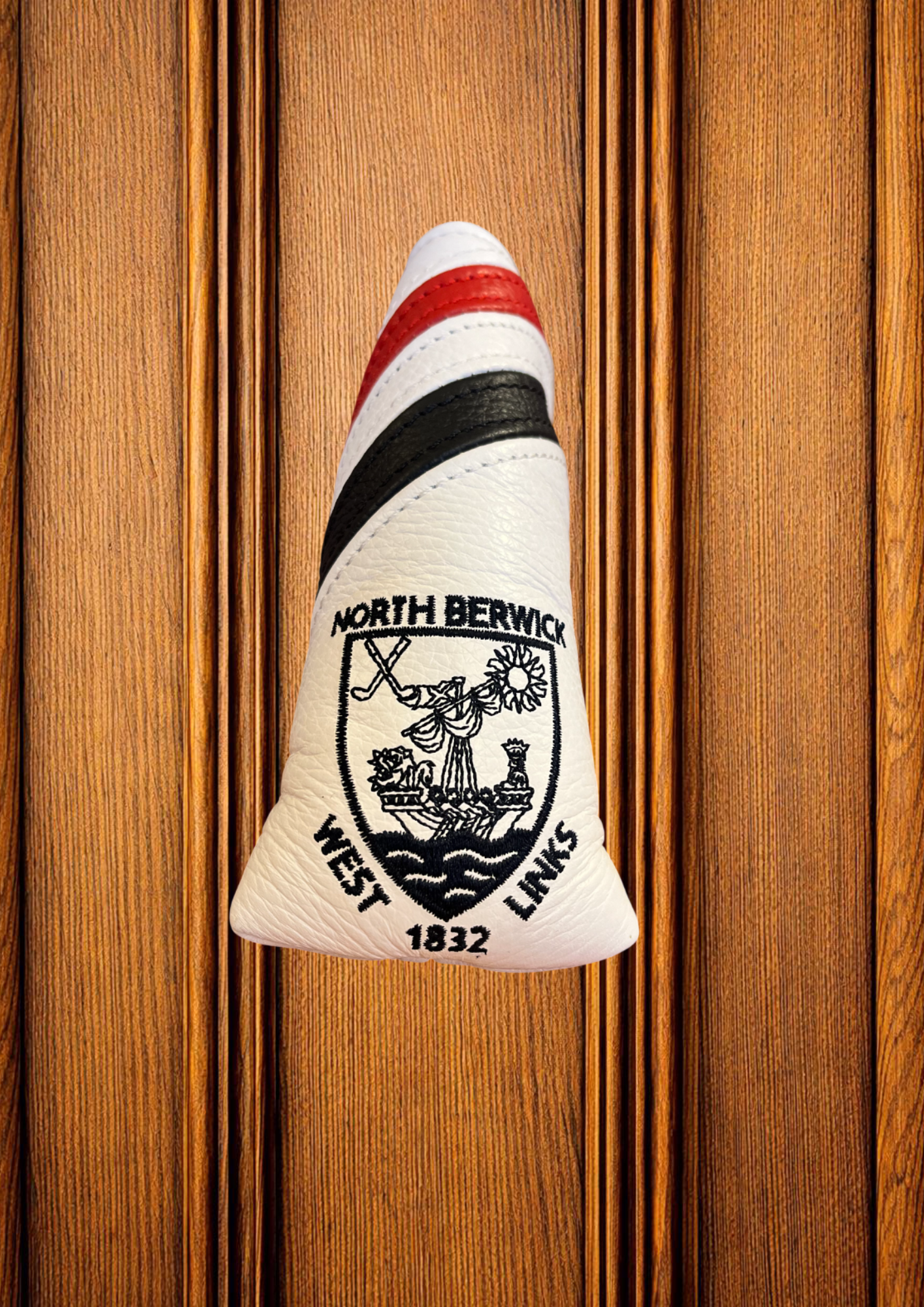 Vanto Leather Dual Stripe Blade Putter Cover - White/Red/Navy