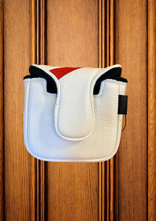 Vanto Leather Dual Stripe Mallet Putter Cover - White/Red/Navy