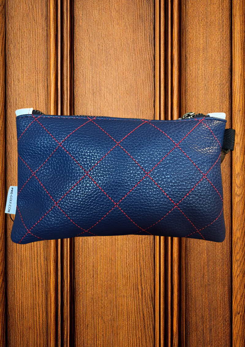 Elite Quilt Mini Zip Pouch White/Navy/Red